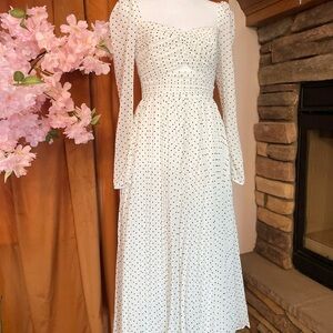Self-Portrait Elegant White Polka Dot Dress